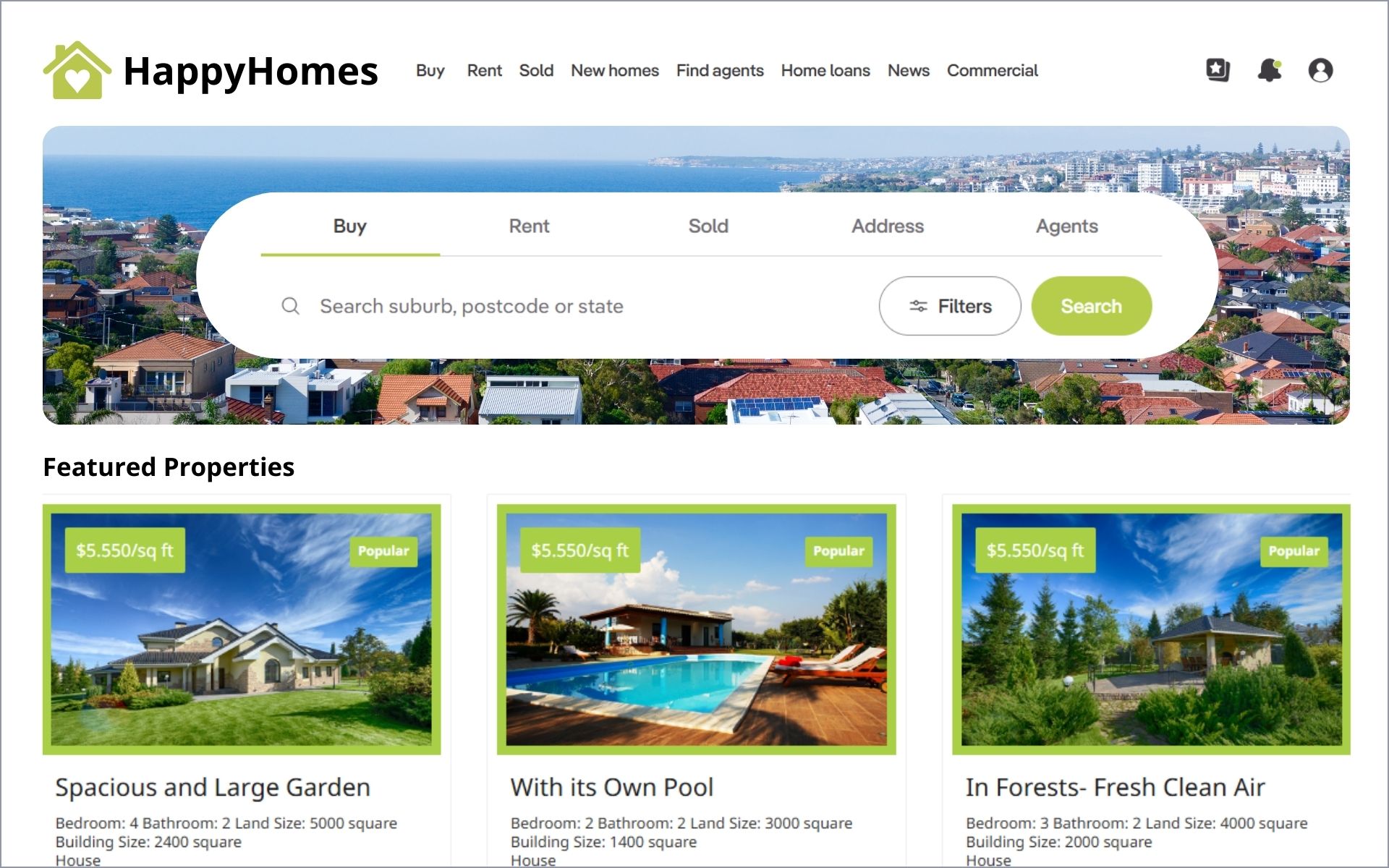 Happy Homes Homepage